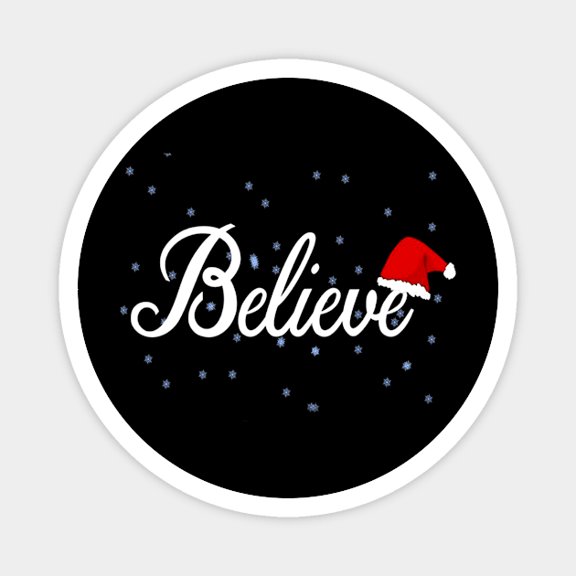 Believe Christmas Pajamas Santa Christmas Magnet by finchandrewf